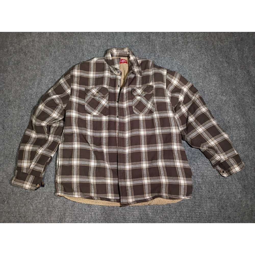 Wrangler Men's Long Sleeve Plaid Sherpa Lined‎ Shirt Jacket Size Large